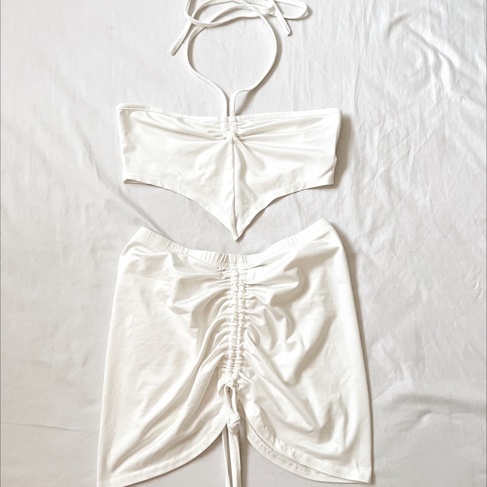 Two Piece Ruffled White Set